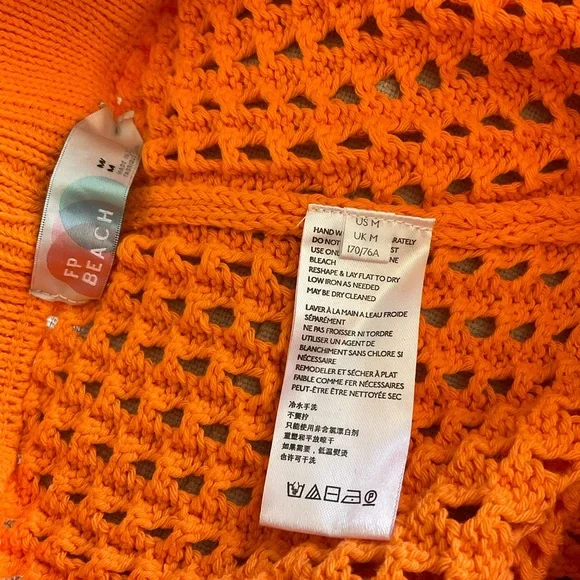 NWOT Free People wide leg crochet orange pants - Picture 4 of 6